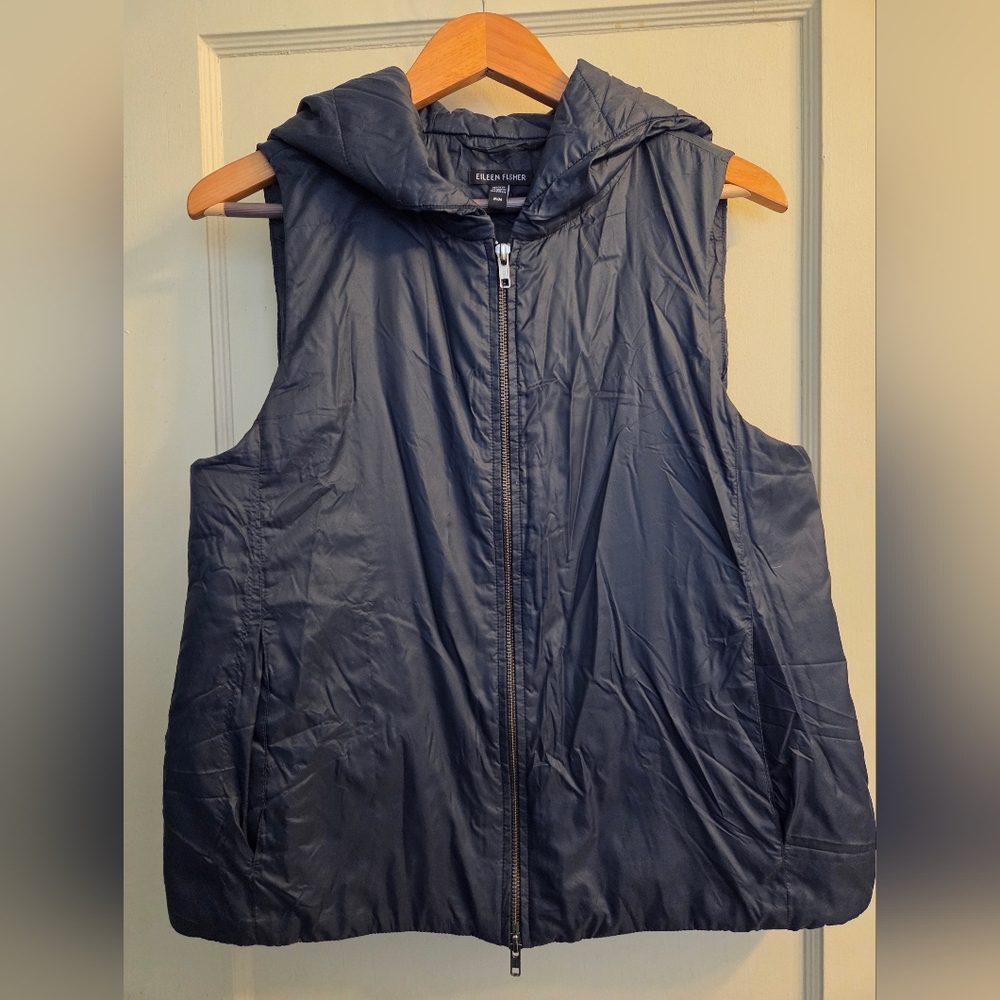 Eileen Fisher Womens Hooded Vest Sz M